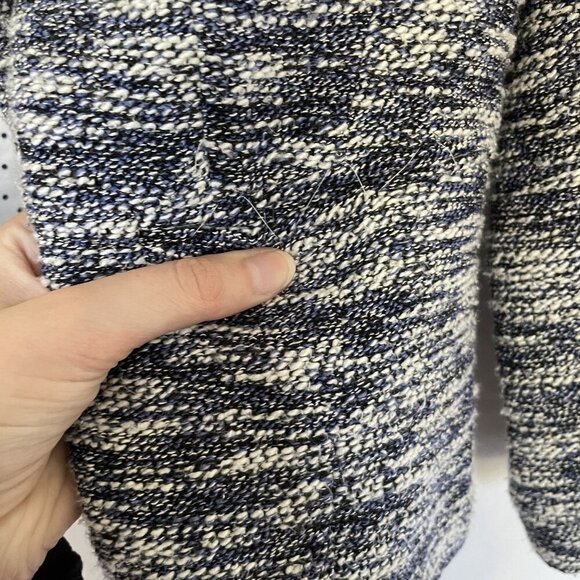 Ann Taylor Womens Tweed Knit Blazer Jacket Size 6 Black & White Polka Dot Lining - Picture 7 of 9